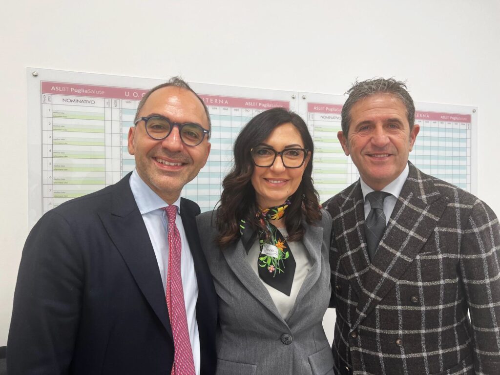 l'Assessore Raffaele Piemontese, la Dg Asl Bt Tiziana Dimatteo e il Ds Asl Bt, Alessandro Scelzi 